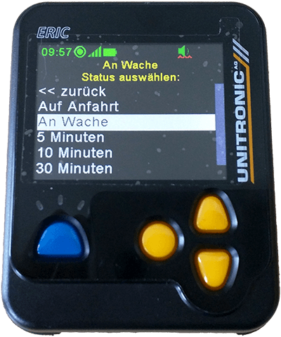 ERIC-Pager von UNITRONIC Der Pager UNITRONIC ERIC kommuniziert über zwei SIM-Karten und VPN-Tunnel mit dem Server um Alarmierungen zu empfangen