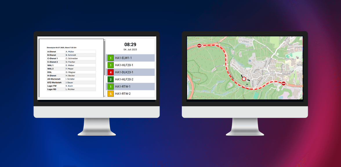 Alarmmonitor Anzeige Dokumente Grafiken Strassensperrung Map-Trip 112
