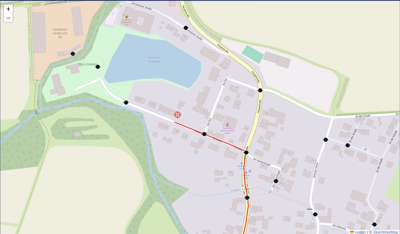 Hydranten aus der Feuerwehr-App Frieda des Freistaates Thüringen im Alarmmonitor von DIVERA 24/7