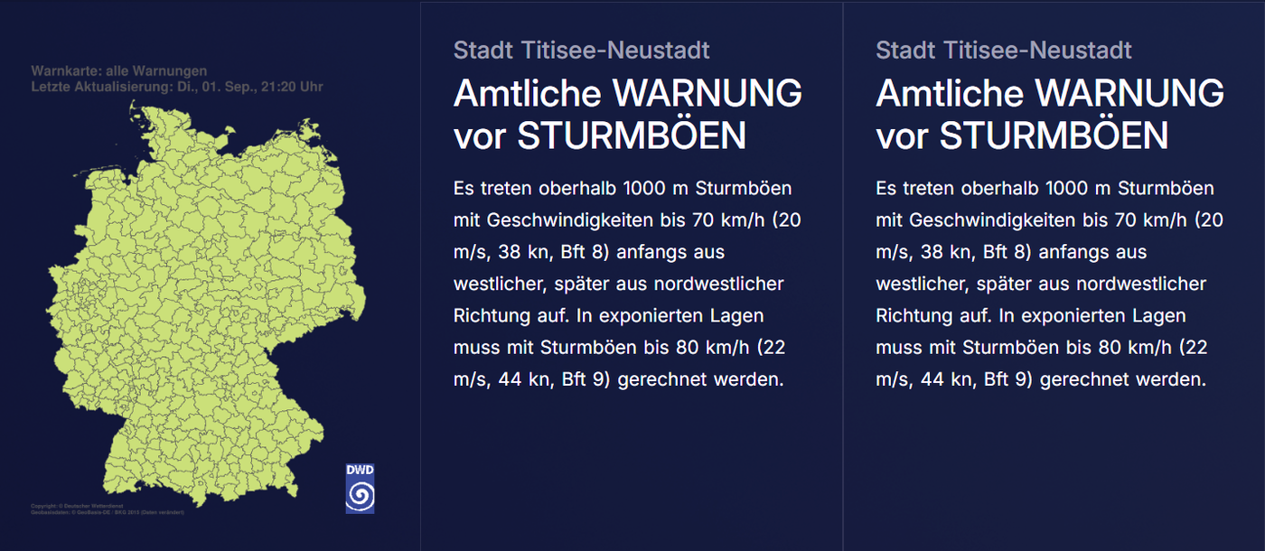Darstellung von Wetterwarnungen im Alarmmonitor verbessert