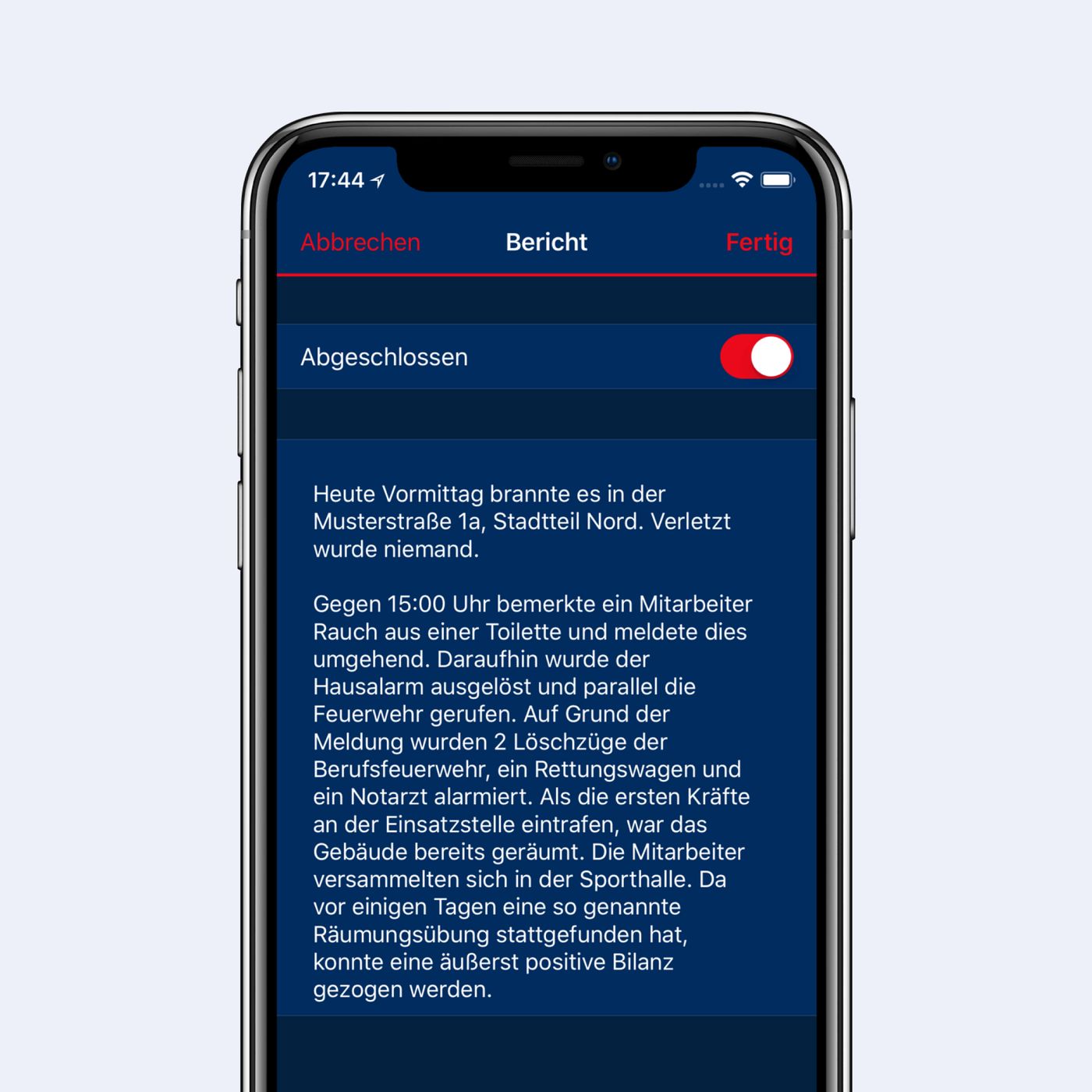 Alarm-App iPhone10 Einsatzbericht