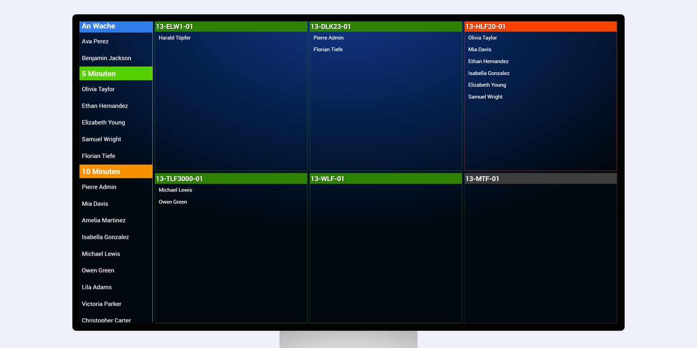 Interaktiver Monitor der DIVERA 24/7 Webapp
